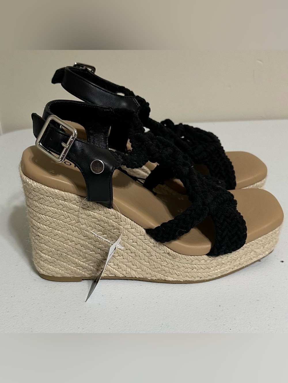 Torrid Black Macrame  Espadrille Ankle Strap Platform Sandals Shoes, Women 7 WW